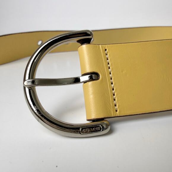 Coach Wide Leather Belt Light Yellow with Silver Grommets M 3980 main image 4